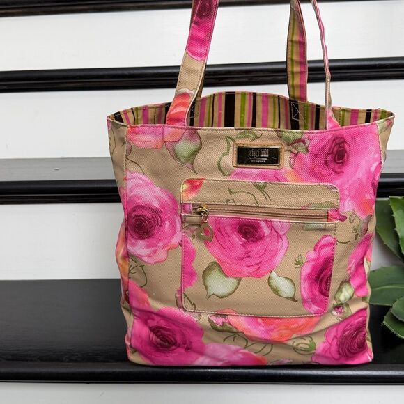 Gigi Hill Handbags - Gigi Hill Los Angeles floral tote handbag purse, pink rose everyday bag